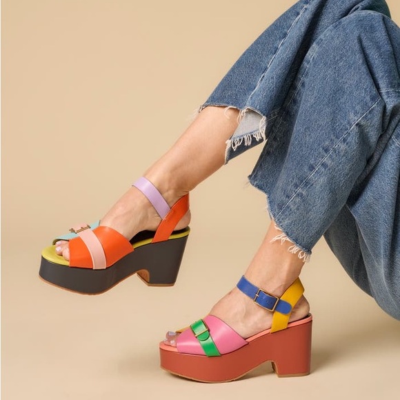 Charlotte Stone Raf Platform Sandals in Solimar Multicolor Size 8 - Picture 2 of 10